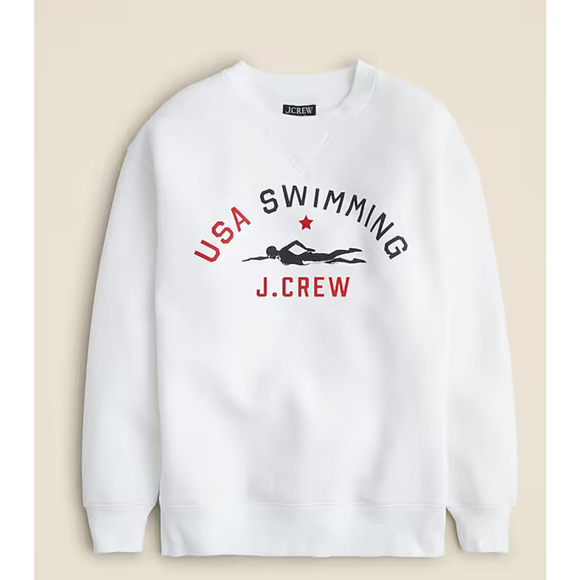 J Crew x USA Swimming Heritage Fleece Oversized Sweatshirt S White BP028 J.Crew - Picture 3 of 4